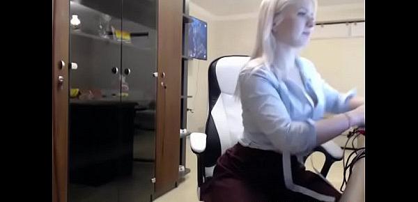  Blonde strip tease chat from office